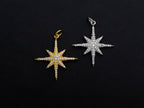 Clear CZ Micro Pave North Star Shaped Pendant/Charm, Star Cubic Zirconia Pendant Charm, 23x25mm,sku#Z824