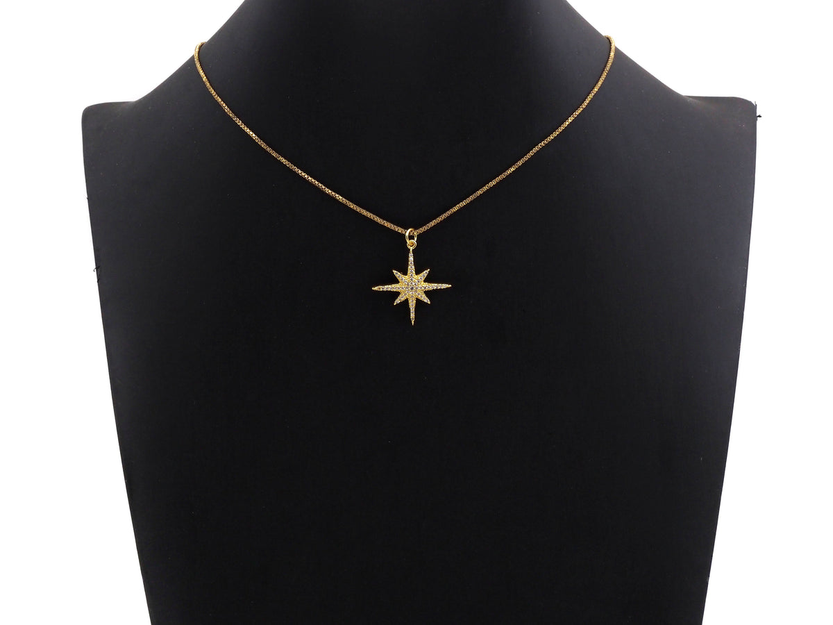 Clear CZ Micro Pave North Star Shaped Pendant/Charm, Star Cubic Zirconia Pendant Charm, 23x25mm,sku#Z824