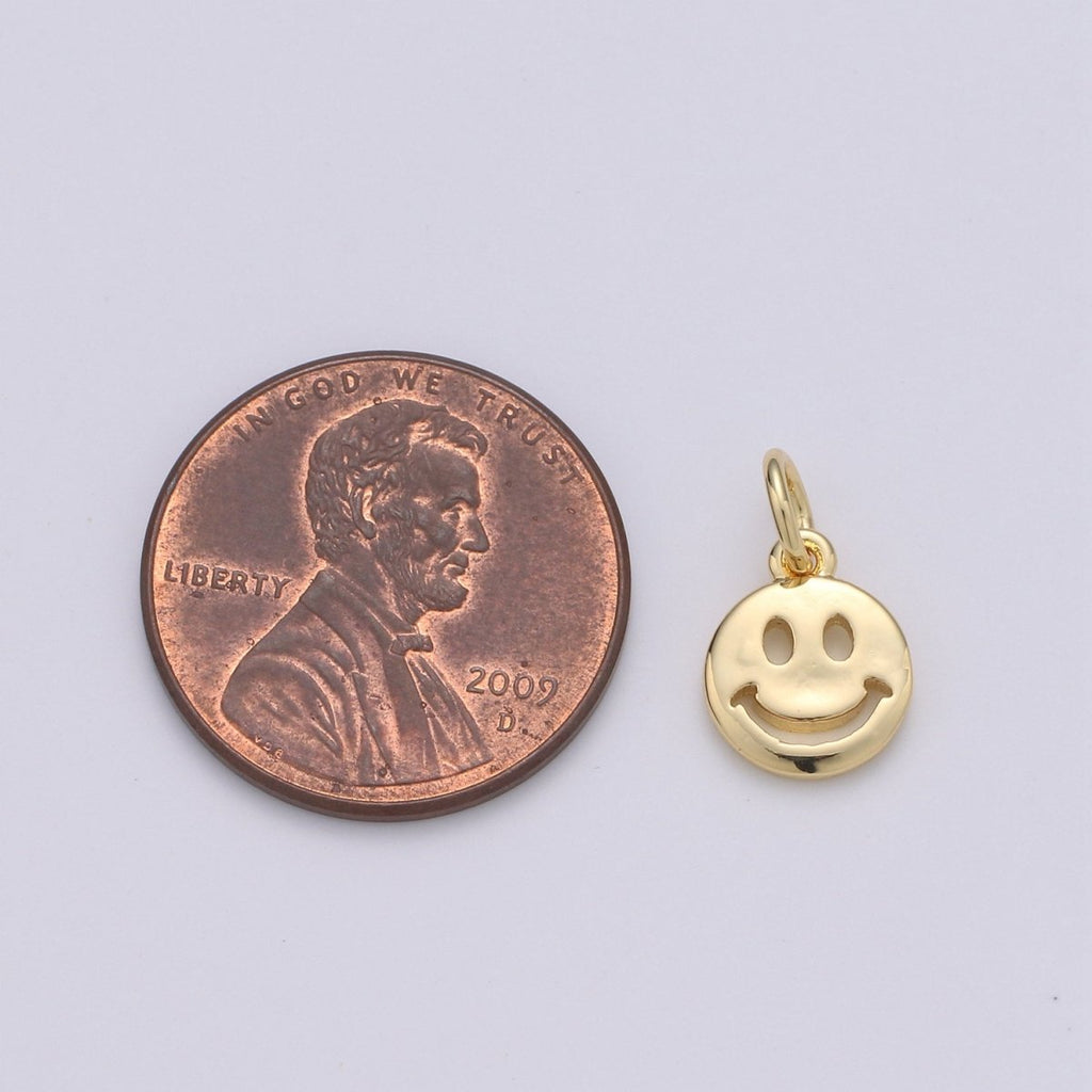 14K Gold Filled Happy Face Charm, Emoji Charm 13x8mm Gold Smile Charm Pendant Smiley Face Charms for Necklace Earring Bracelet Supply | D-651, D-697