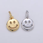 14K Gold Filled Happy Face Charm, Emoji Charm 13x8mm Gold Smile Charm Pendant Smiley Face Charms for Necklace Earring Bracelet Supply | D-651, D-697