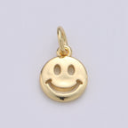 14K Gold Filled Happy Face Charm, Emoji Charm 13x8mm Gold Smile Charm Pendant Smiley Face Charms for Necklace Earring Bracelet Supply | D-651, D-697