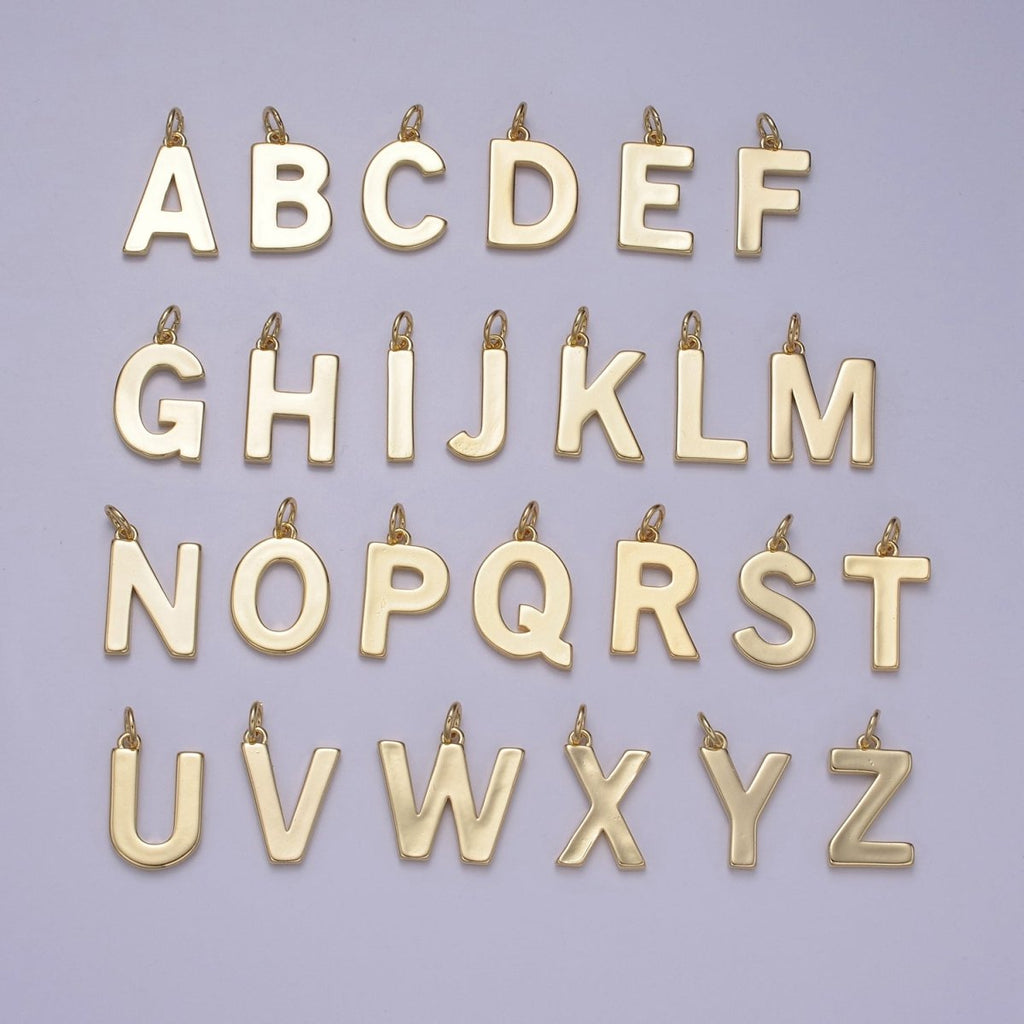 14k Gold Filled Minimalist Font Initial Letters Pendant Charm Wholesale Jewelry Supply A-703-A-715