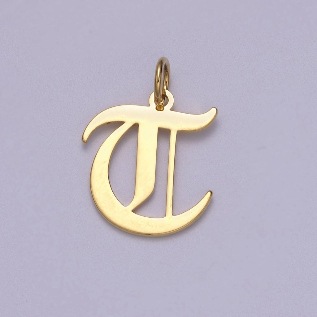 14k Gold Filled Old English Font Initial Letters Pendant Charm Wholesale Jewelry Supplies A677~A689