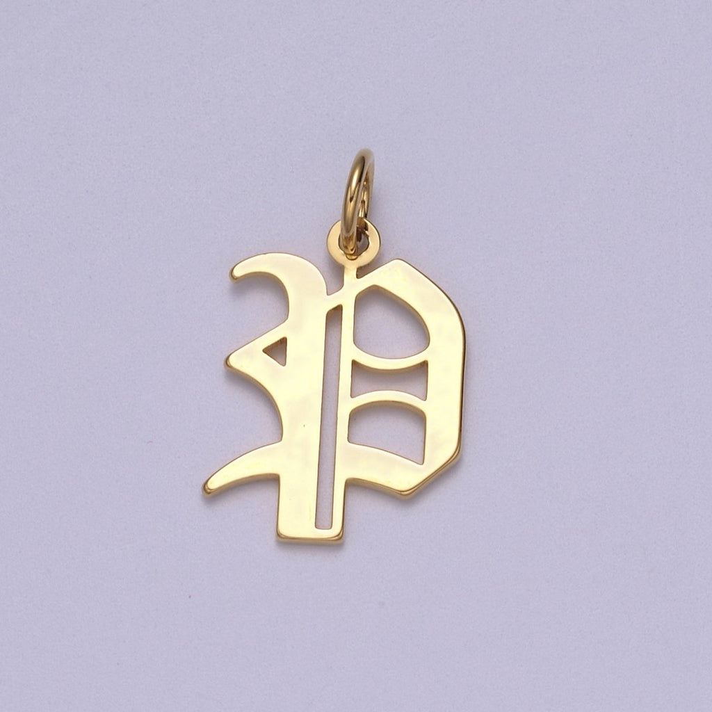 14k Gold Filled Old English Font Initial Letters Pendant Charm Wholesale Jewelry Supplies A677~A689
