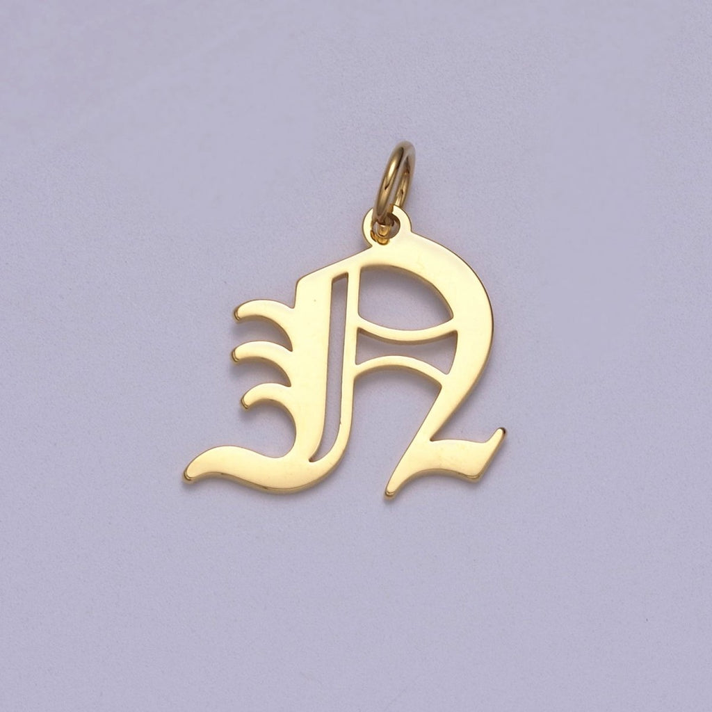 14k Gold Filled Old English Font Initial Letters Pendant Charm Wholesale Jewelry Supplies A677~A689