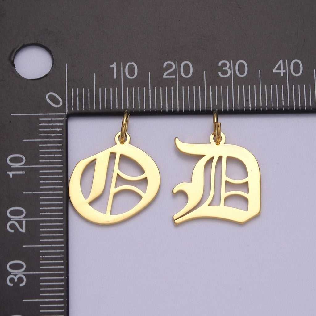 14k Gold Filled Old English Font Initial Letters Pendant Charm Wholesale Jewelry Supplies A677~A689