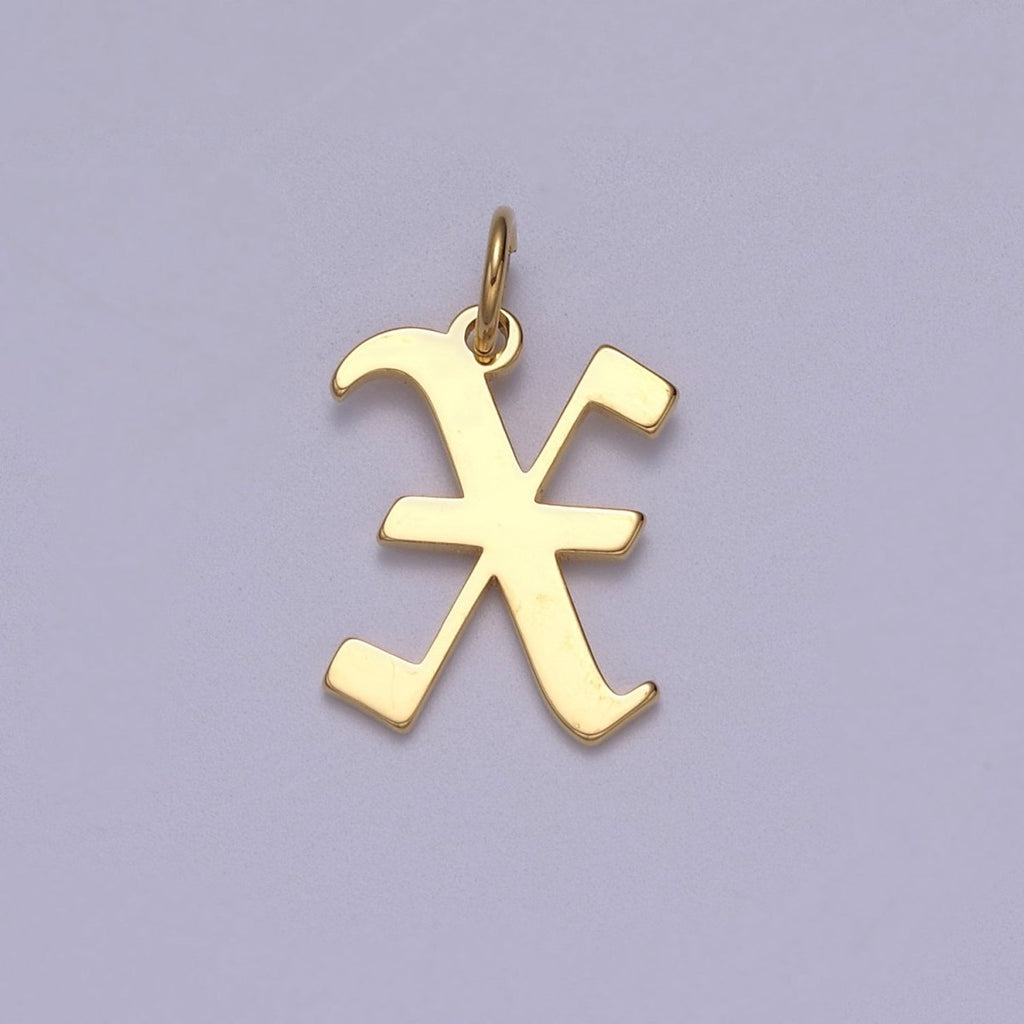14k Gold Filled Old English Font Initial Letters Pendant Charm Wholesale Jewelry Supplies A677~A689