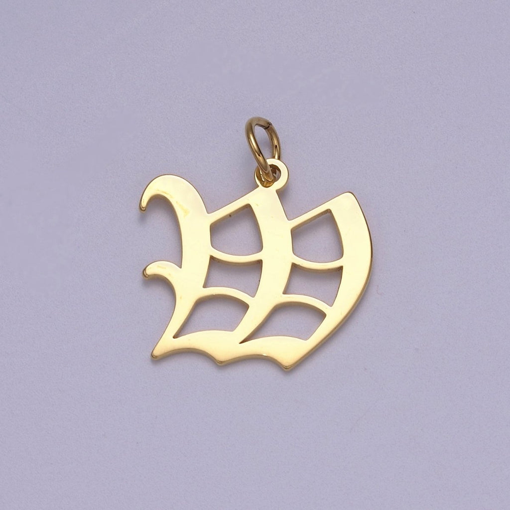 14k Gold Filled Old English Font Initial Letters Pendant Charm Wholesale Jewelry Supplies A677~A689
