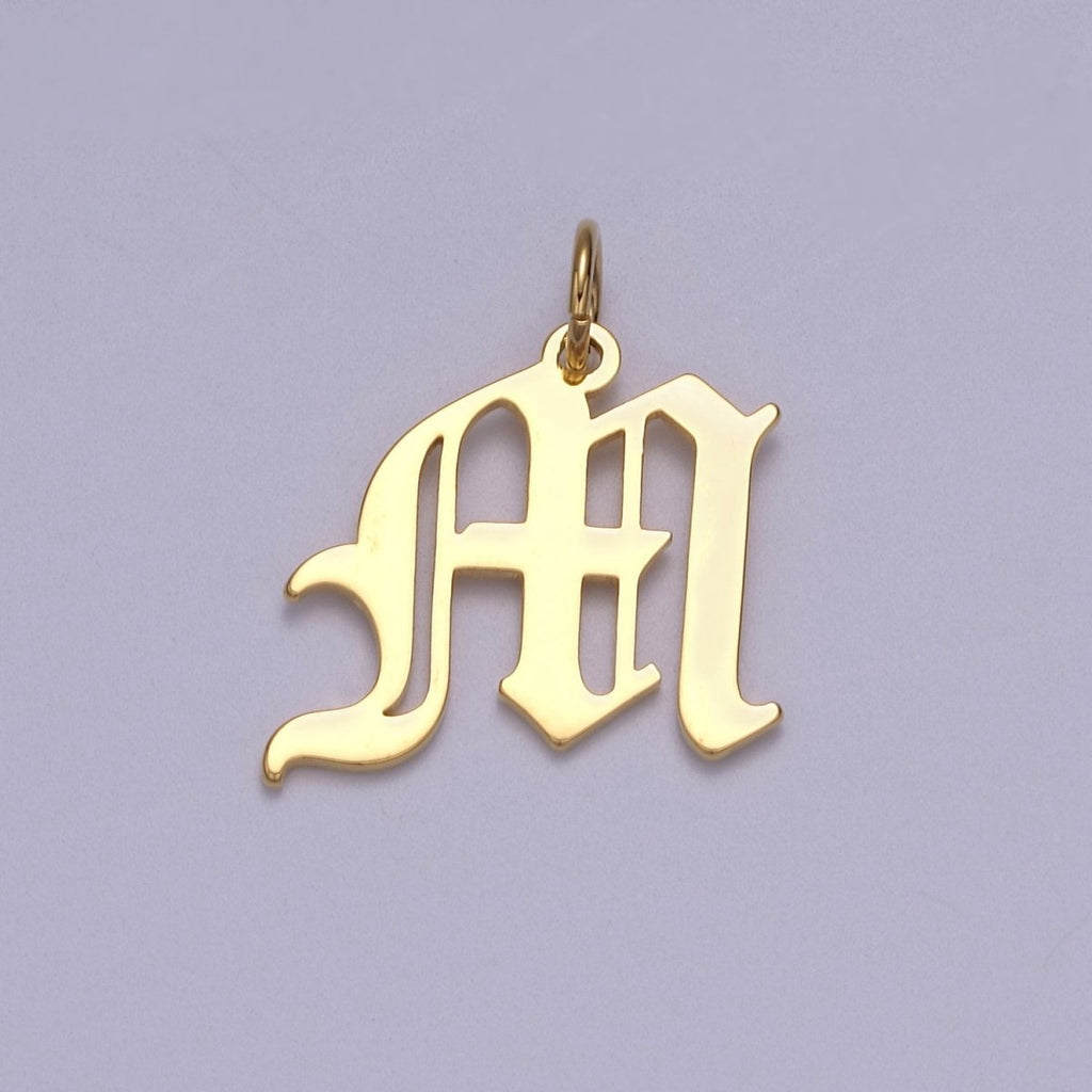 14k Gold Filled Old English Font Initial Letters Pendant Charm Wholesale Jewelry Supplies A677~A689