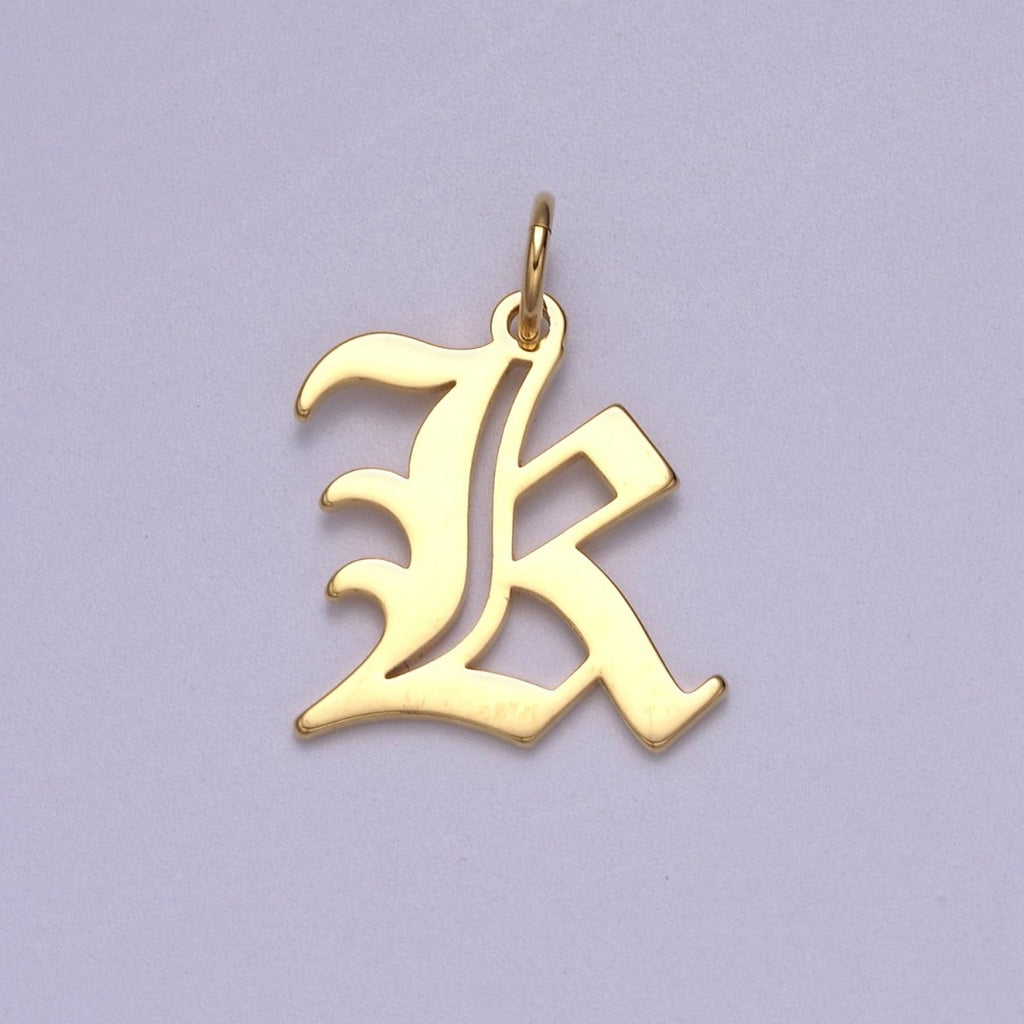 14k Gold Filled Old English Font Initial Letters Pendant Charm Wholesale Jewelry Supplies A677~A689