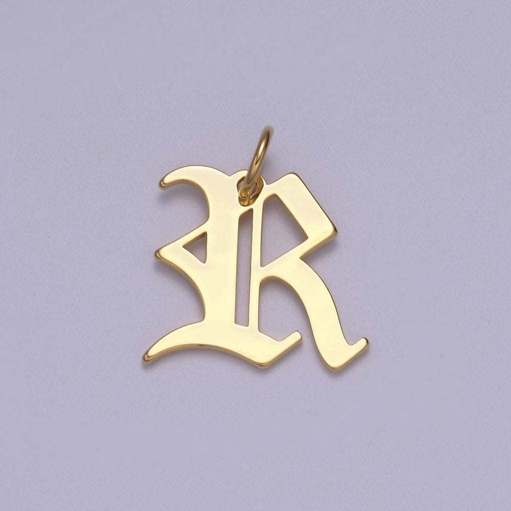 14k Gold Filled Old English Font Initial Letters Pendant Charm Wholesale Jewelry Supplies A677~A689