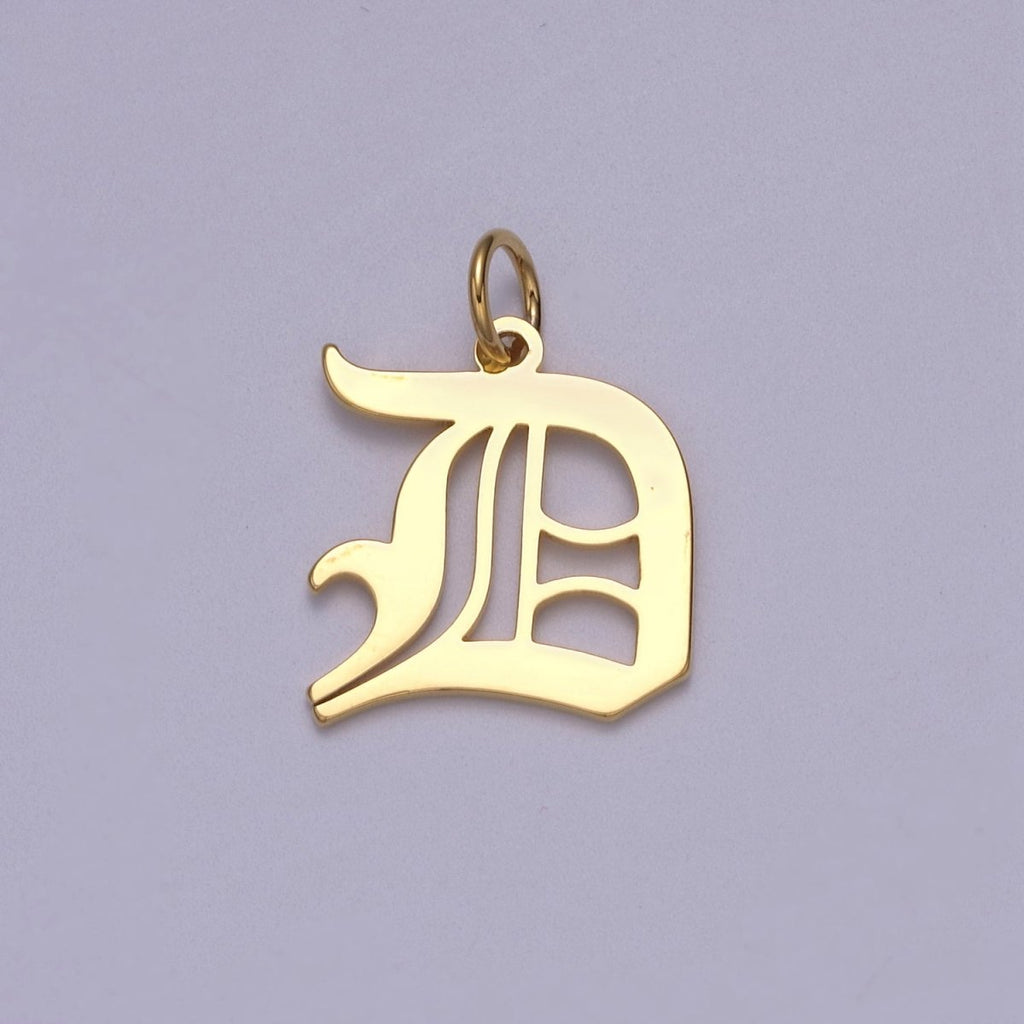 14k Gold Filled Old English Font Initial Letters Pendant Charm Wholesale Jewelry Supplies A677~A689
