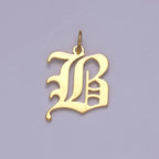 14k Gold Filled Old English Font Initial Letters Pendant Charm Wholesale Jewelry Supplies A677~A689