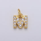 14k Gold Filled Tiny CZ Initial, Letter Alphabet Micro Pave charms Dainty Gold Cubic Pendant Charm for Necklace Bracelet Earring Add on A-099 to A-111