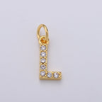 14k Gold Filled Tiny CZ Initial, Letter Alphabet Micro Pave charms Dainty Gold Cubic Pendant Charm for Necklace Bracelet Earring Add on A-099 to A-111