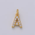 14k Gold Filled Tiny CZ Initial, Letter Alphabet Micro Pave charms Dainty Gold Cubic Pendant Charm for Necklace Bracelet Earring Add on A-099 to A-111