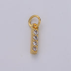 14k Gold Filled Tiny CZ Initial, Letter Alphabet Micro Pave charms Dainty Gold Cubic Pendant Charm for Necklace Bracelet Earring Add on A-099 to A-111