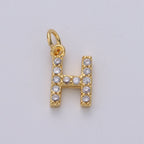 14k Gold Filled Tiny CZ Initial, Letter Alphabet Micro Pave charms Dainty Gold Cubic Pendant Charm for Necklace Bracelet Earring Add on A-099 to A-111
