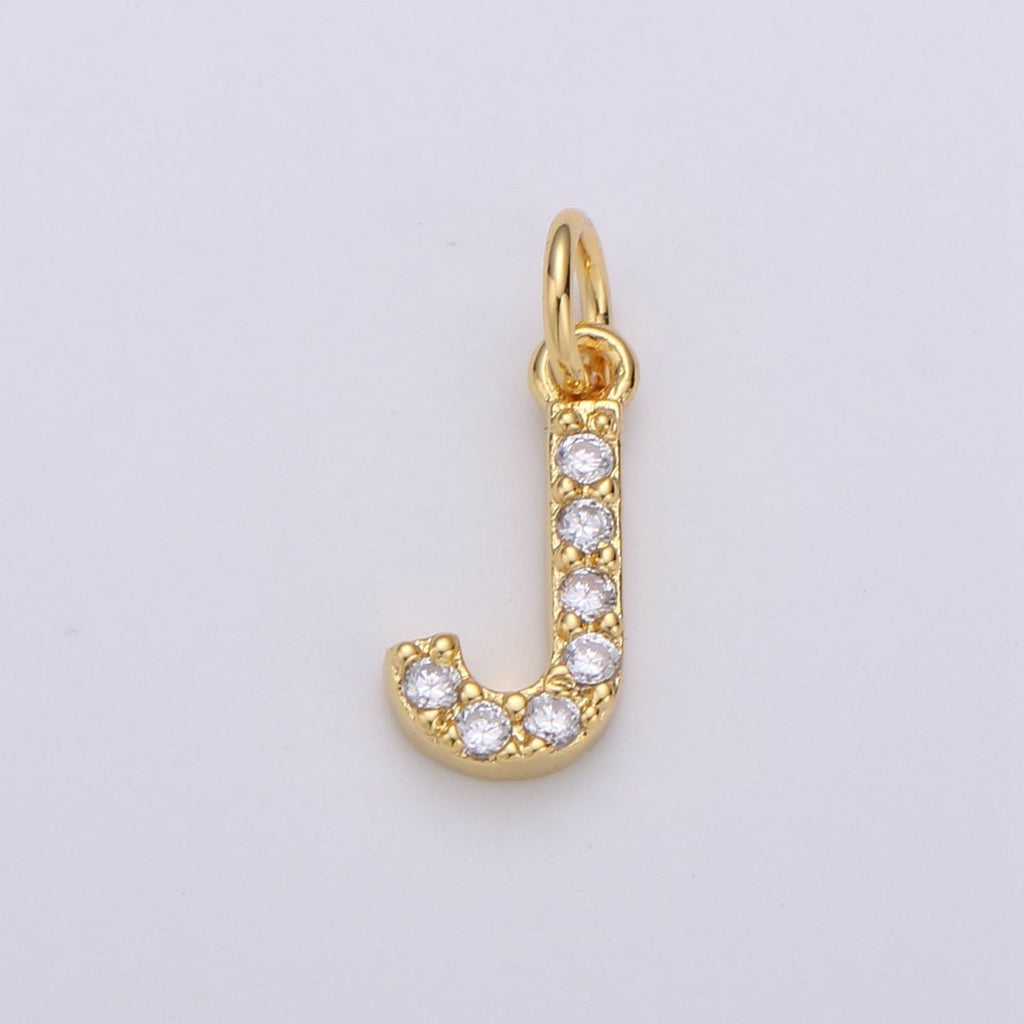 14k Gold Filled Tiny CZ Initial, Letter Alphabet Micro Pave charms Dainty Gold Cubic Pendant Charm for Necklace Bracelet Earring Add on A-099 to A-111
