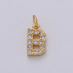14k Gold Filled Tiny CZ Initial, Letter Alphabet Micro Pave charms Dainty Gold Cubic Pendant Charm for Necklace Bracelet Earring Add on A-099 to A-111