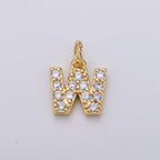 14k Gold Filled Tiny CZ Initial, Letter Alphabet Micro Pave charms Dainty Gold Cubic Pendant Charm for Necklace Bracelet Earring Add on A-099 to A-111