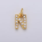 14k Gold Filled Tiny CZ Initial, Letter Alphabet Micro Pave charms Dainty Gold Cubic Pendant Charm for Necklace Bracelet Earring Add on A-099 to A-111