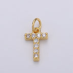 14k Gold Filled Tiny CZ Initial, Letter Alphabet Micro Pave charms Dainty Gold Cubic Pendant Charm for Necklace Bracelet Earring Add on A-099 to A-111
