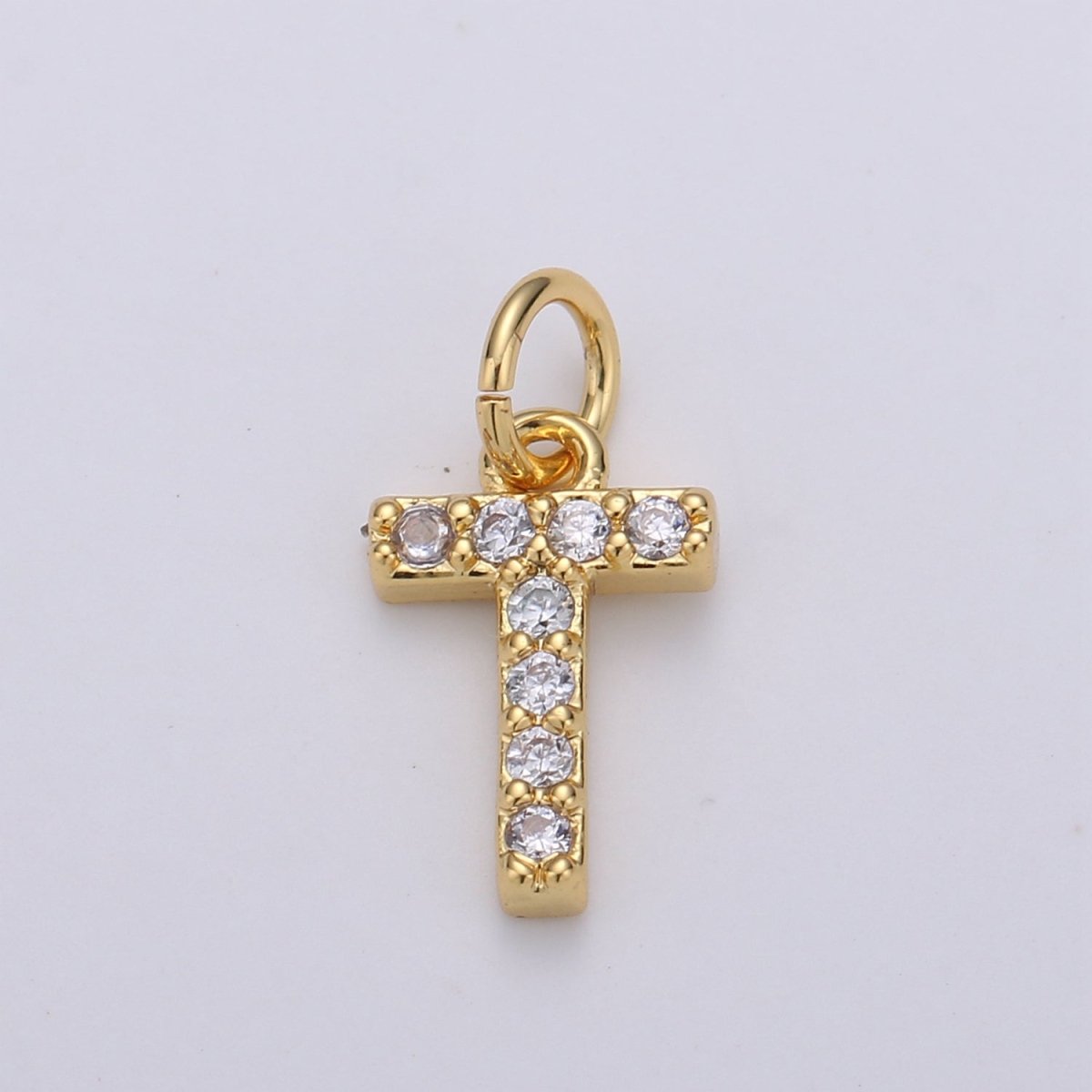 14k Gold Filled Tiny CZ Initial, Letter Alphabet Micro Pave charms Dainty Gold Cubic Pendant Charm for Necklace Bracelet Earring Add on A-099 to A-111