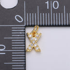 14k Gold Filled Tiny CZ Initial, Letter Alphabet Micro Pave charms Dainty Gold Cubic Pendant Charm for Necklace Bracelet Earring Add on A-099 to A-111