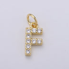 14k Gold Filled Tiny CZ Initial, Letter Alphabet Micro Pave charms Dainty Gold Cubic Pendant Charm for Necklace Bracelet Earring Add on A-099 to A-111