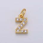 14k Gold Filled Tiny CZ Initial, Letter Alphabet Micro Pave charms Dainty Gold Cubic Pendant Charm for Necklace Bracelet Earring Add on A-099 to A-111