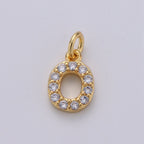 14k Gold Filled Tiny CZ Initial, Letter Alphabet Micro Pave charms Dainty Gold Cubic Pendant Charm for Necklace Bracelet Earring Add on A-099 to A-111