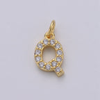 14k Gold Filled Tiny CZ Initial, Letter Alphabet Micro Pave charms Dainty Gold Cubic Pendant Charm for Necklace Bracelet Earring Add on A-099 to A-111