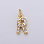14k Gold Filled Tiny CZ Initial, Letter Alphabet Micro Pave charms Dainty Gold Cubic Pendant Charm for Necklace Bracelet Earring Add on A-099 to A-111
