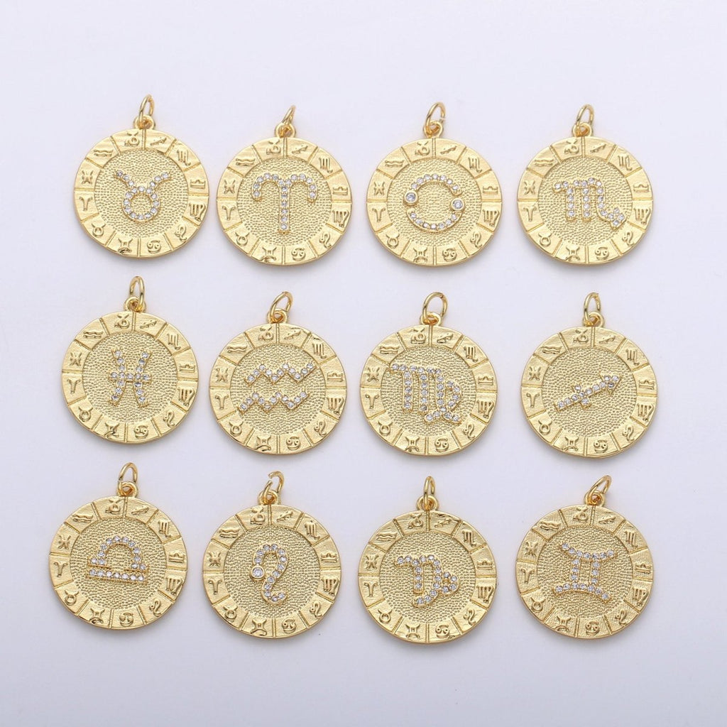 14k Gold Filled Zodiac Charms Micro Pave Constellation Necklace Pendant for Zodiac Necklace Celestial Jewelry Making Supply | A-A1749-A-A1754