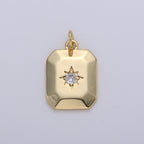 18k Gold Filled North Star Charm Cubic Zirconia Rectangle Pendant in Gold micro Pave CZ North Star Pendant Jewelry Making C-285 D-274 D-275