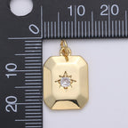 18k Gold Filled North Star Charm Cubic Zirconia Rectangle Pendant in Gold micro Pave CZ North Star Pendant Jewelry Making C-285 D-274 D-275