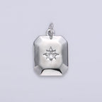 18k Gold Filled North Star Charm Cubic Zirconia Rectangle Pendant in Gold micro Pave CZ North Star Pendant Jewelry Making C-285 D-274 D-275