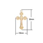 18k Gold Filled Ornate Cross Crucifix Pendant Jesus Christ Catholic Rosary Charm Layer Necklace Hoop Earring Jewelry Making C-087