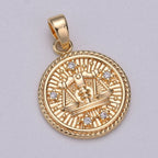 18K Gold Filled Zodiac Horoscope Sign Constellation Medallion Pendant Charm Textured Coin Decorative Edge for Necklace Jewelry Making | A-A1761-A-A1766