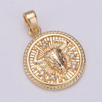 18K Gold Filled Zodiac Horoscope Sign Constellation Medallion Pendant Charm Textured Coin Decorative Edge for Necklace Jewelry Making | A-A1761-A-A1766