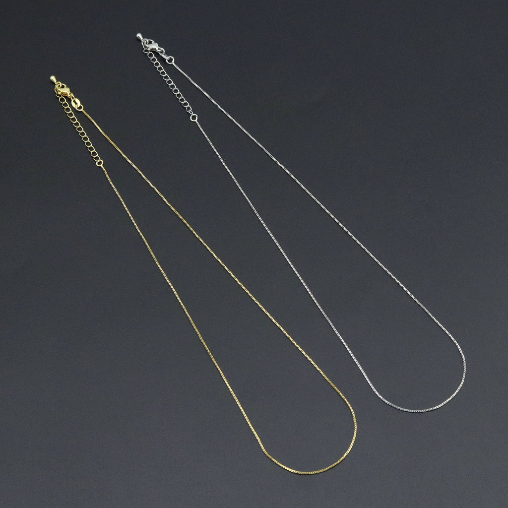 0.8mm Thin Gold Finished Box Chain Necklace, sku#JD07