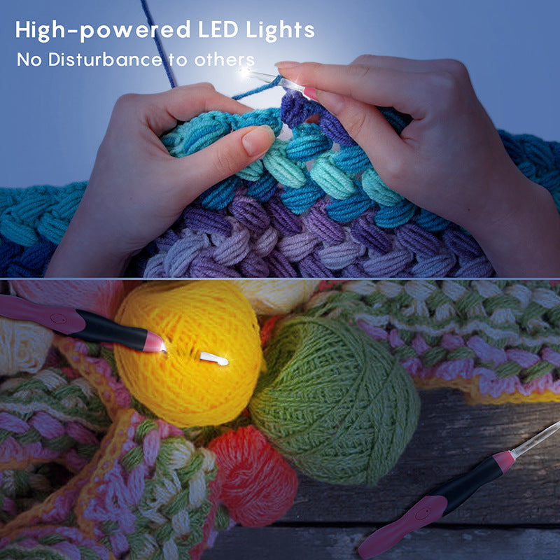 Rechargeable Light Crochet Hook, Interchangeable Needle Set