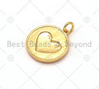 Gold Heart On Colorful Enamel Round Coin Shape Pendant, 18K Gold Filled Heart Charm,Enamel Pendant,Enamel Jewelry,17x19mm,Sku#F1411C