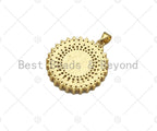 CZ Micro Pave Cross On Disc Shape Pendant/Charm,Cubic Zirconia Charm, Necklace Bracelet Charm Pendant,26x29mm, Sku#LD27