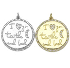 CZ Micro Pave Word Heart Moon on Round Coin Pendant/Charm, 18K Gold Filled Medallion Charm,Necklace Bracelet Pendant Charm,29x31mm,Sku#L608