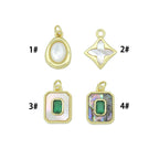 Abalone Mother of Pearl Gold Oval Rectangle Charm Pendant, Sku#LK1304