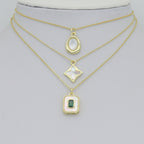 Abalone Mother of Pearl Gold Oval Rectangle Charm Pendant, Sku#LK1304