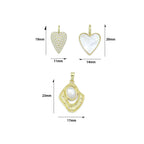 CZ Heart, Mother of Pearl Heart, Oval Pearl Pendant charm, Sku#LX917