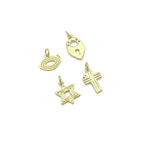 Clear CZ Gold Groovy Heart lock, Star of David, Cross EYE Shape Charm Pendant, Sku#LX940